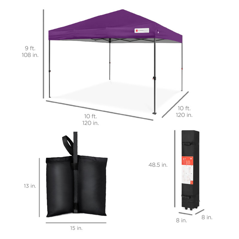 Best Choice Products Easy Setup Pop Up Canopy W/ 1-Button Setup, Wheeled Case, 4 Weight Bags, 10ft x 10ft, Amethyst Purple
