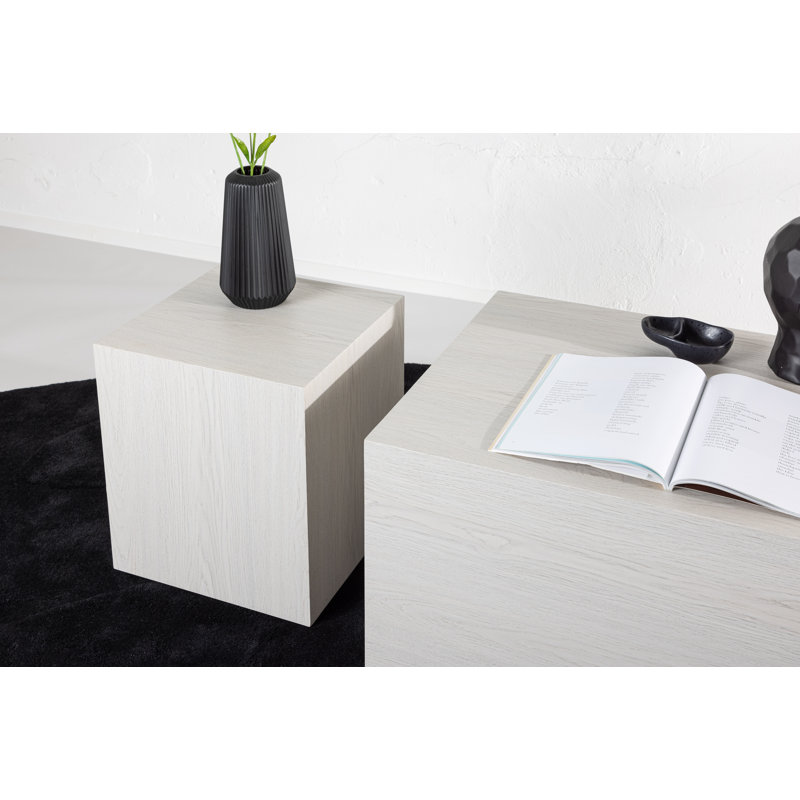 Melan Block End Table, Whitewash 