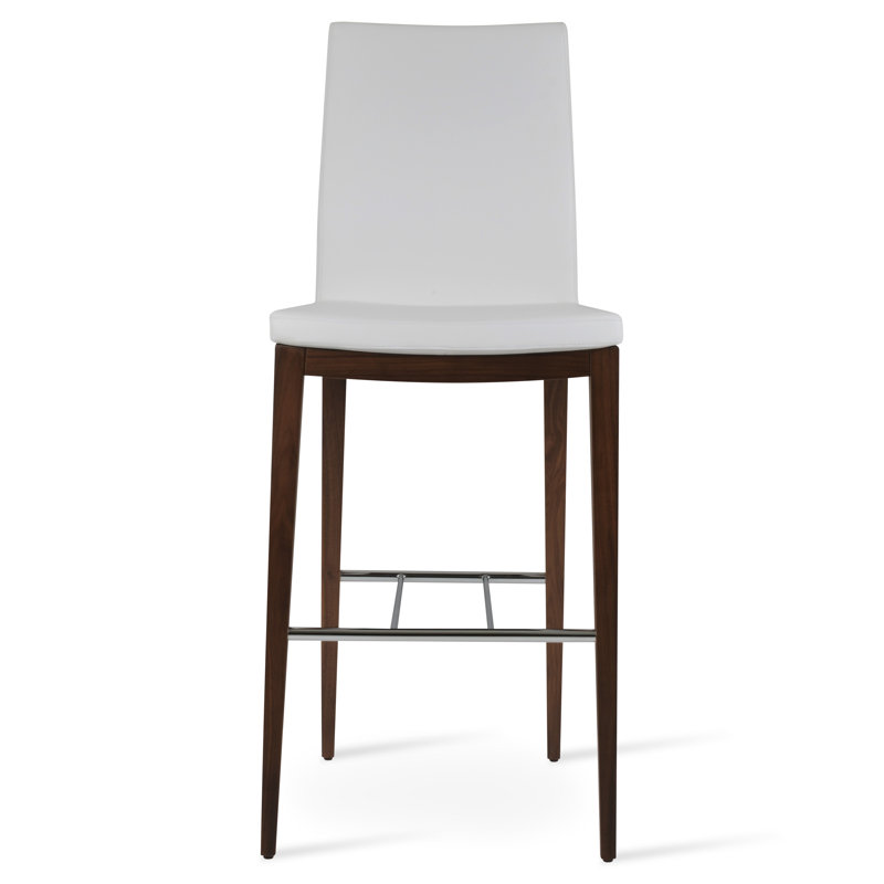 Tabouret de bar 29 po Pasha, Noyer, Cuirette - Blanc