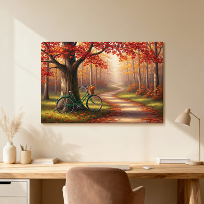 Plantes et fleurs, chemin de forêt d'automne, arbre à vélo, feuilles, lumière du soleil, scène colorée