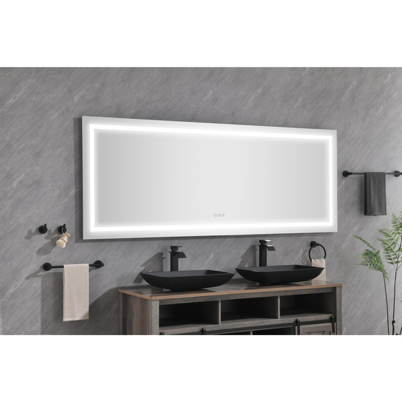 Miroir de salle de bain à DEL avec éclairage avant et arrière, 72 po x 30 po