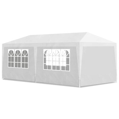vidaXL Party Tent White Polyethylene 9.8 x 19.7 ft Durable Party Tent