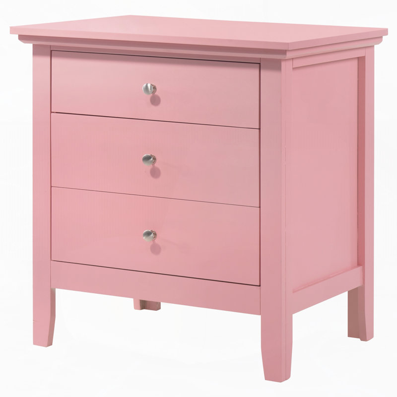 Table de chevet rose avec rangement