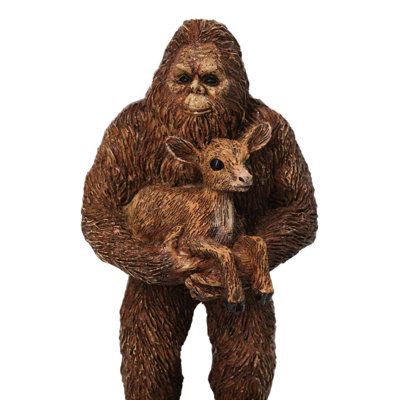 Sasquatch Bigfoot Holding Baby Deer Woodland Cryptid Forest Figurine