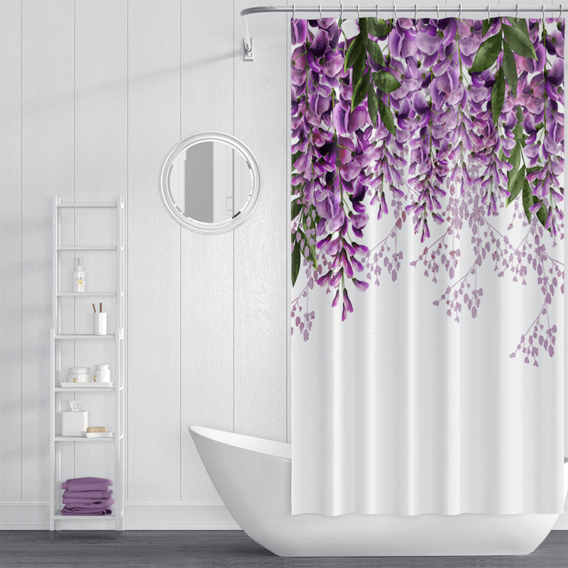 Rideau de douche simple à motif floral, L 70 po x L 93 po
