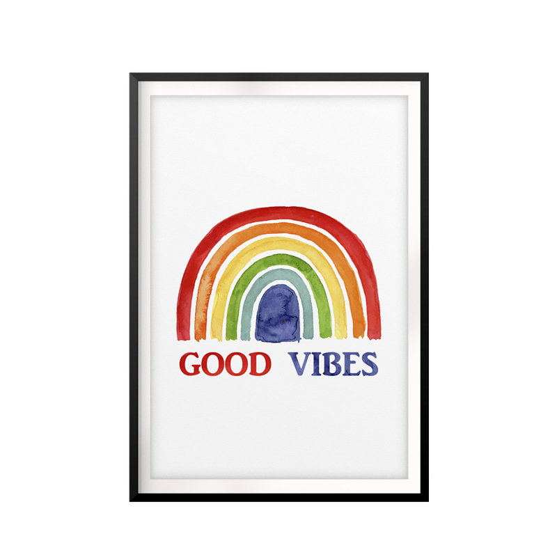 Good Vibes - Reproduction d'art textuel sans cadre sur papier, H 10 po x l 8 po x P 0,01 po