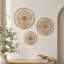 Ensemble de décoration murale, fibre ronde naturelle et miroir 3 pièces - Art mural