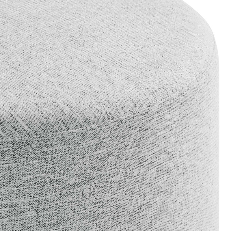 Modway Callum Large 23" Round Woven Heathered Fabric Upholstered Ottoman, Heathered Weave Light Gray Fabric