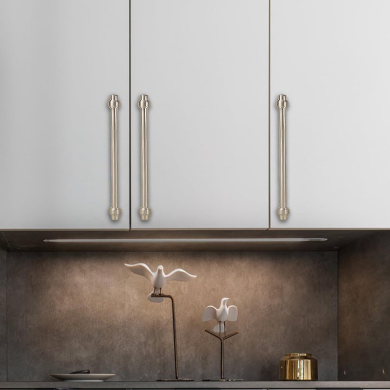 Paquet de 10 poignées d'armoire, poignées de tiroir en alliage de zinc massif, quincaillerie de cuisine et de commode moderne avec filetage profond