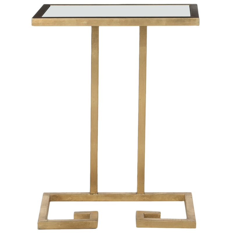 Mancia Glass Top Pedestal End Table, Gold