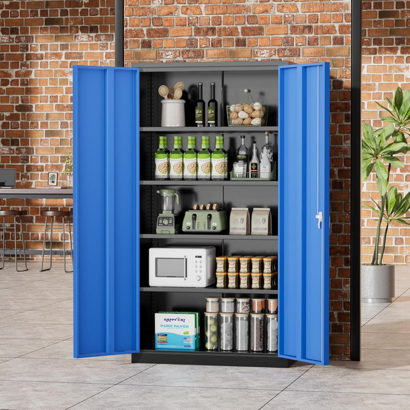 Achyut Garage Storage Cabinets ( 72'' H x 36'' W x 18'' D ), Metal Tool Cabinet with 4 Adjustable Shelves and Lockable doors