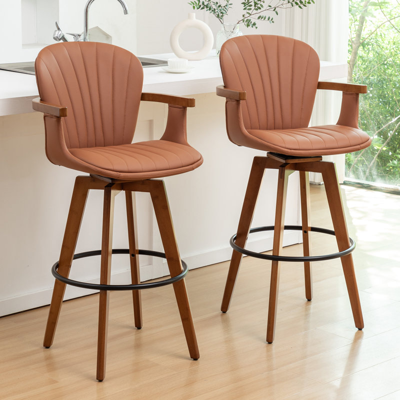 Kelsch Swivel Bar Stool, Brown, Bar Stool (76.2cm Seat Height)