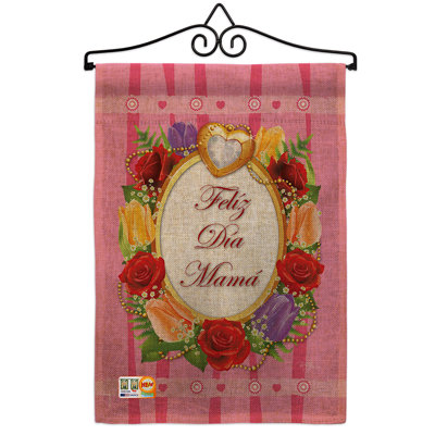 Felãâz dãâa mamãâ en toile jute, fête des mères 2 côtés en toile jute 19 po x 13 po. drapeau de jardin