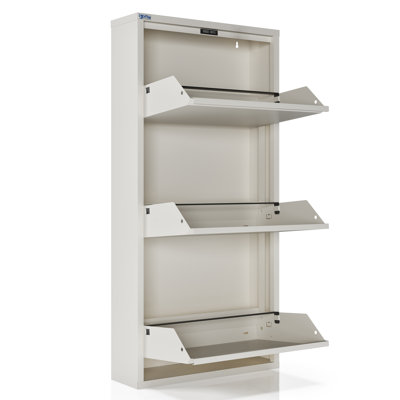 Meuble de rangement à chaussures à 3 niveaux Ceha Canada, blanc, peut contenir 6 paires, fixation murale