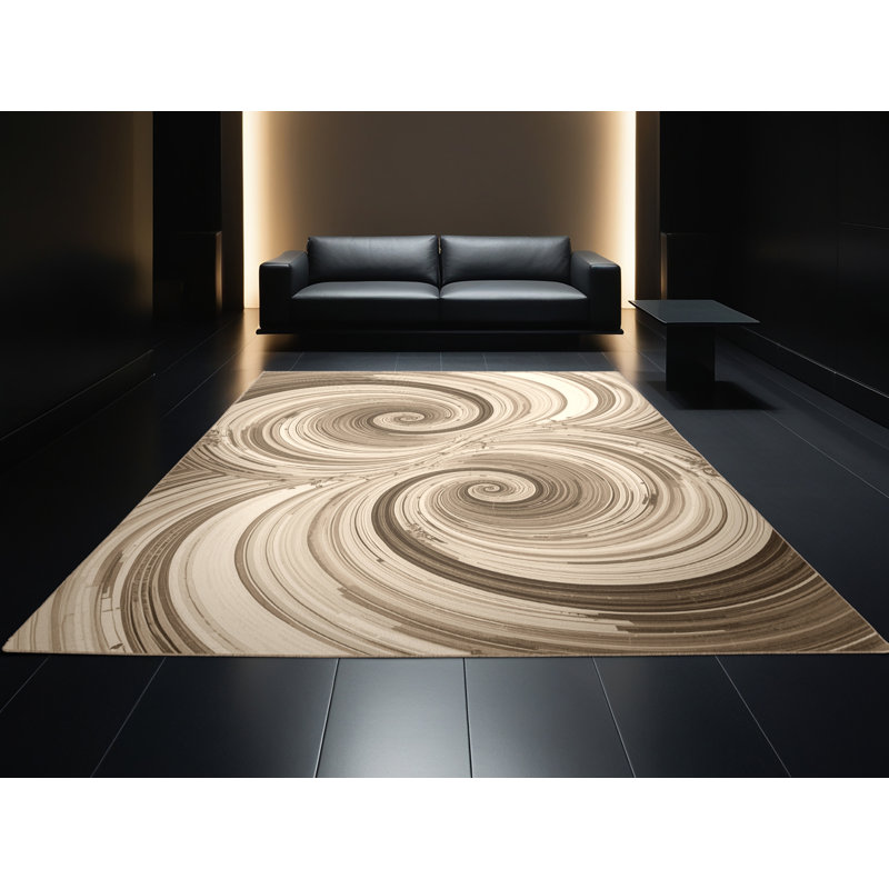 Tapis damassé classique beige lavable à la machine Pahola, 6 x 9