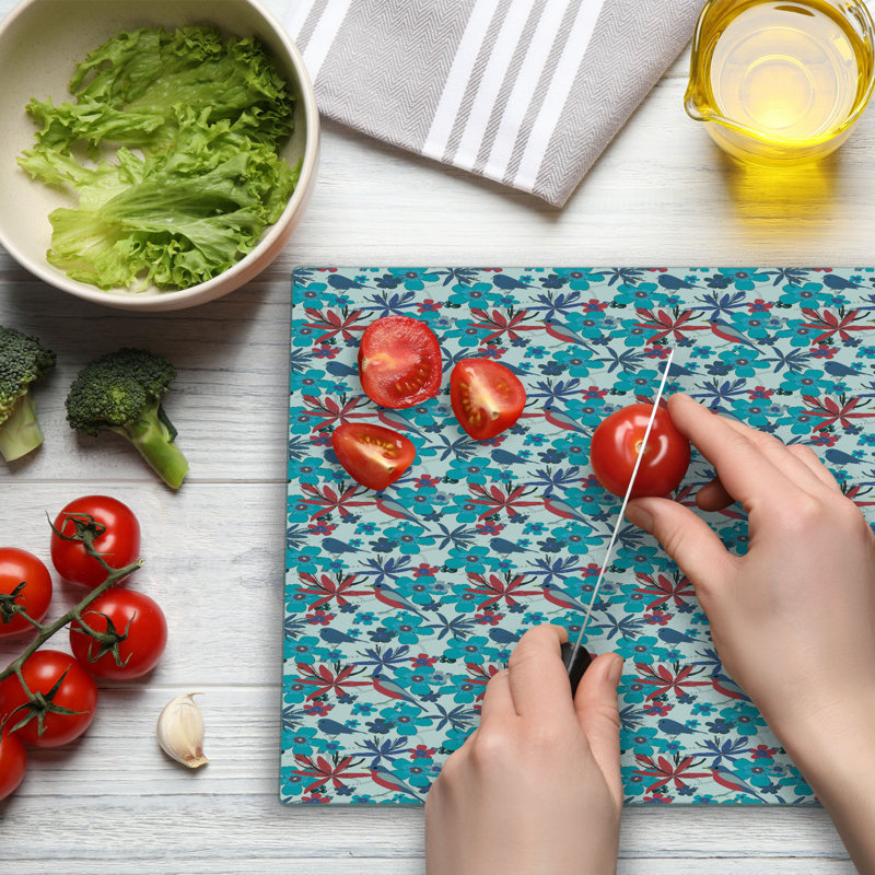 Ambesonne Birds Cutting Board Large Size Branches and Little Birds Multicolor