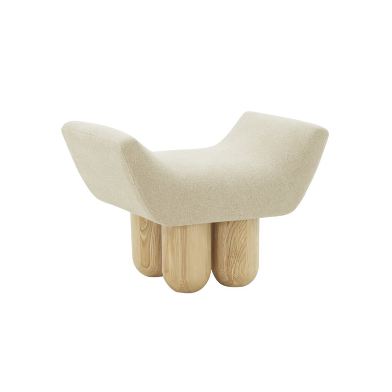 Repose-pieds carré large de 29,9 po Lydie, Tissu brun clair