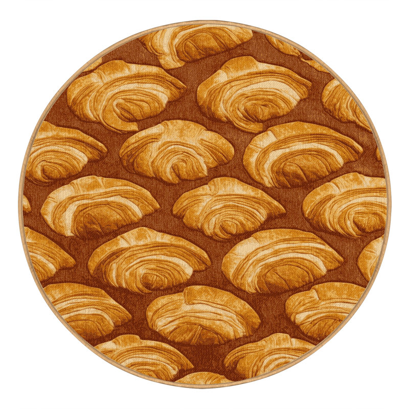 Washable Croissant Desserts Area Rug, Rectangle 8' x 10'
