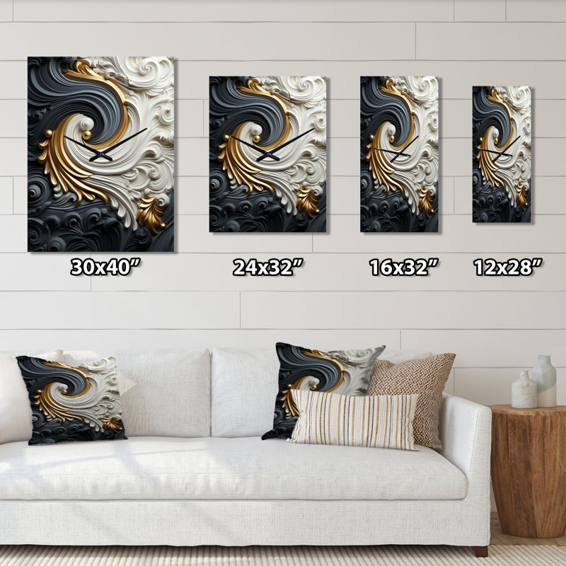 Horloge murale spirale liquide or et noir, Petit
