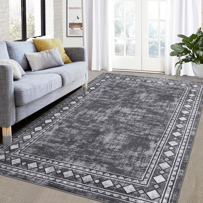 Area Rugs Modern Area Rug Non-Slip Washable Rugs Carpet Rugs for Living RoomBedroomDining Room, Gray, Rectangle 5' x 7'