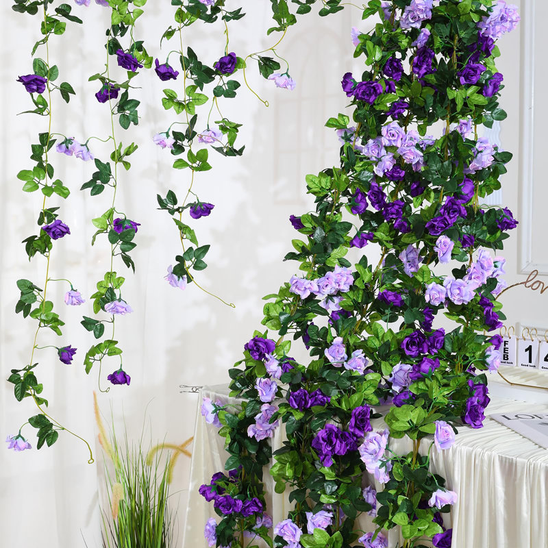 Paquet de 6 guirlandes de fleurs artificielles 15,8 pi fausses vignes, Mauve