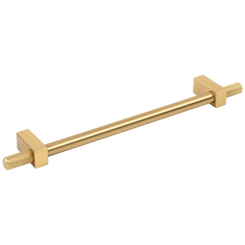 Larkin 4 Knurled Ends Bar Pull, 7 9/16", Brushed Gold