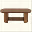 Table basse ovale Mid-Century à 2 niveaux avec tablette de rangement pour le salon