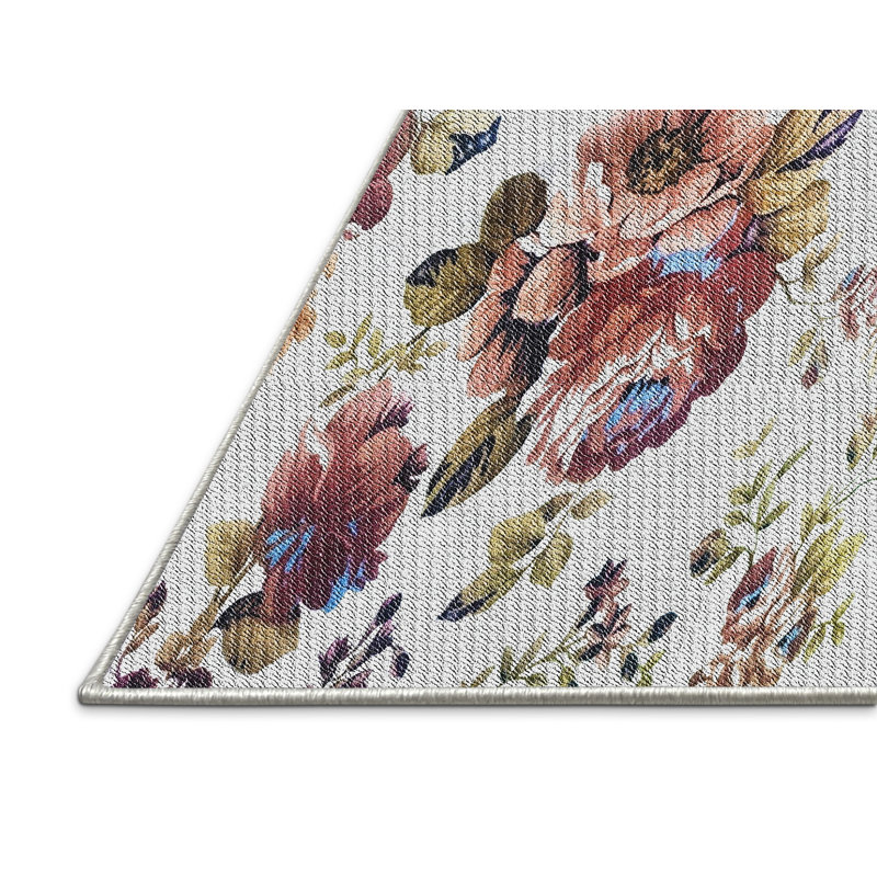 Tapis rouge à motif floral Mea, Rectangle 2 pi x 3 pi