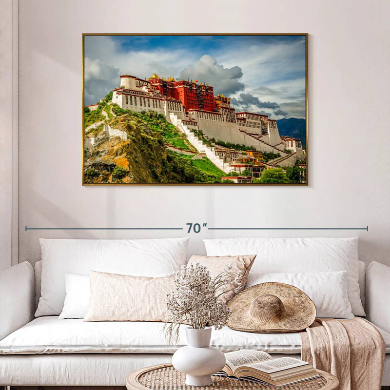 Palais du Pocala, Tibet, 46 po x 31 po, Cadre flottant doré