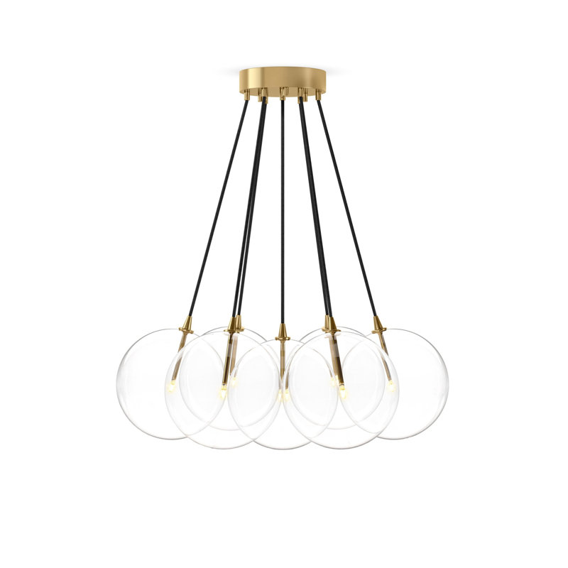 Cloud 7 Globe Chandelier-Burnished Brass, Burnished Brass