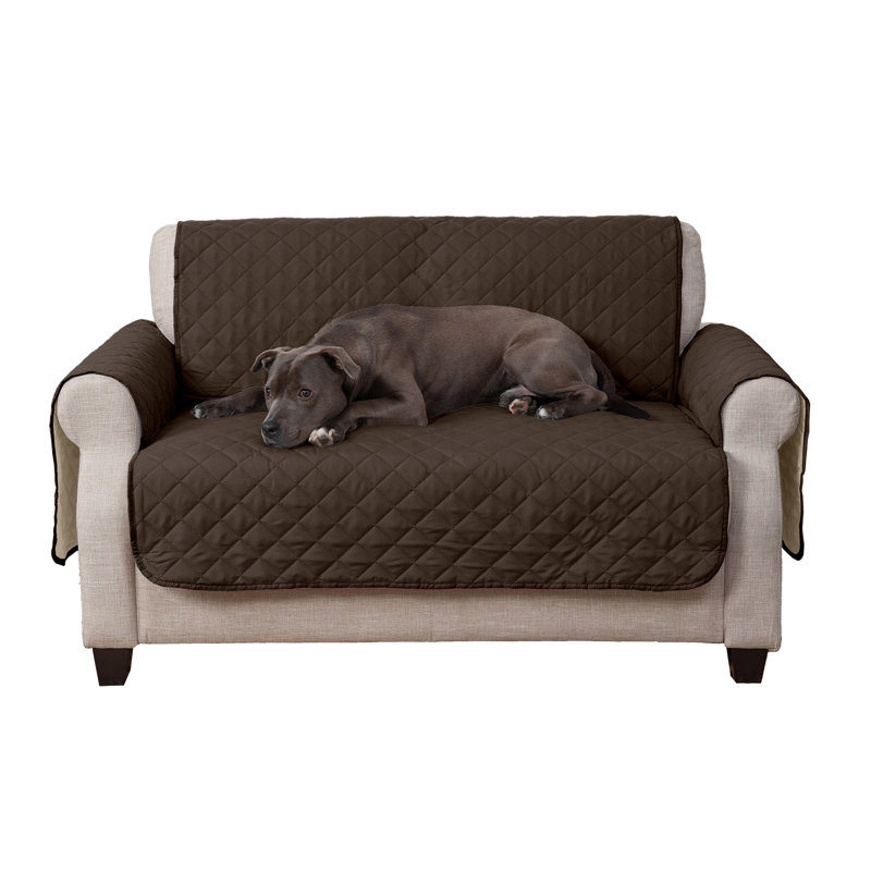Espresso and Clay Polyester Reversible Loveseat Furniture Protector