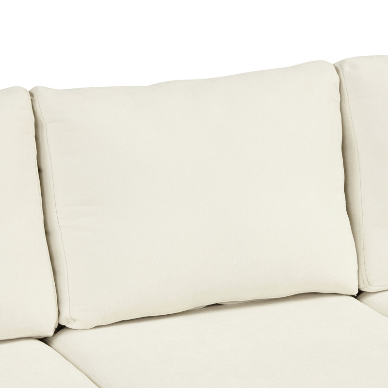 Canapé modulaire en forme de L avec siège confortable et revêtement en chenille beige