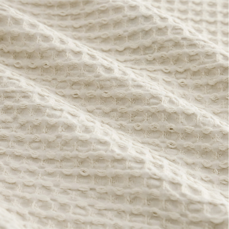Ensemble d'édredon 100% coton gaufré, Beige, Édredon pour grand lit + 2 taies décoratives