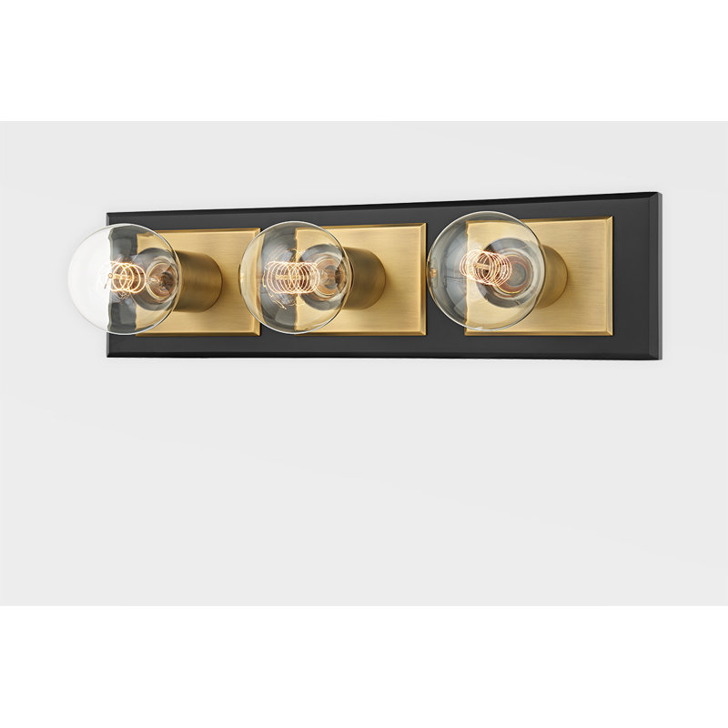 Runyan 3 - Light Vanity Light, Patina Brass/Soft Black, 3 Lights