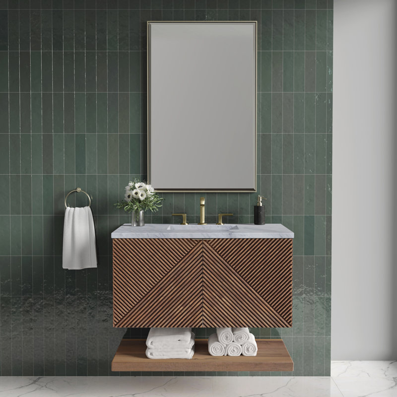 Marcello 36'' W Single Vanity, Carrara White, 8" Widespread