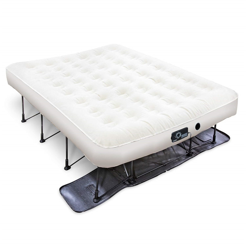 Lit simple Ivation EZ-Bed - Matelas gonflable avec structure et étui à roulettes, auto-gonflable avec arrêt automatique, lit confortable pour les invités et les voyages