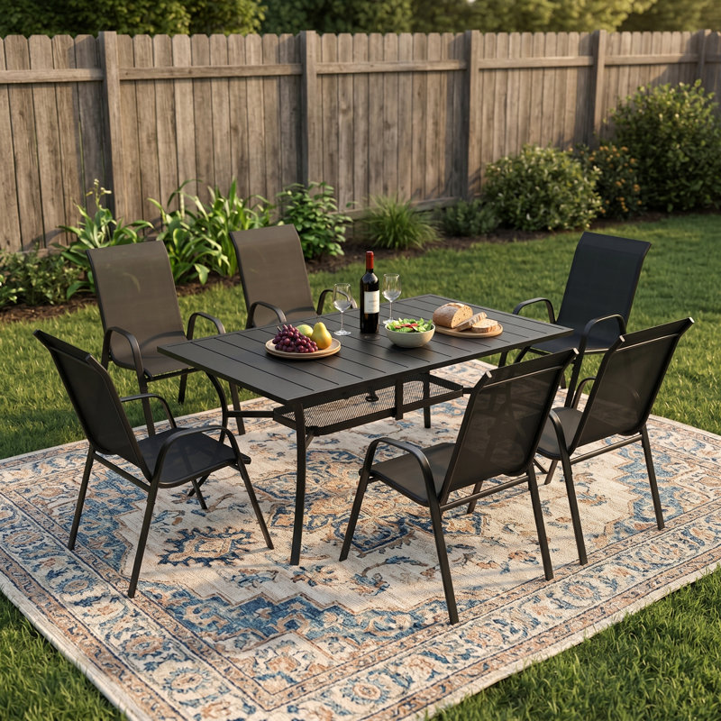 Ensemble repas pour 6 personnes, Noir/gris anthracite