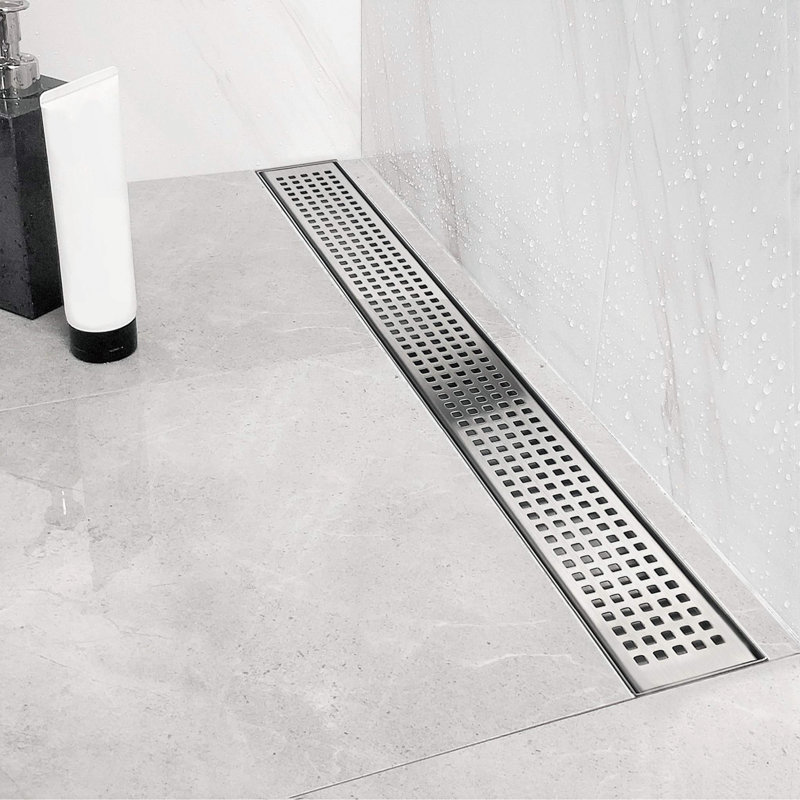 48 In. Stainless Steel Linear Shower Drain With Square Pattern Surface