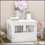 Table de bout pour cage de chien avec portes triples, cage à chien en bois pour l'intérieur, cage à chiot avec tubes en acier, pour petits chiens, blanc