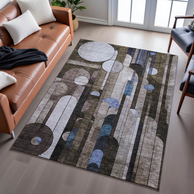 Premium Machine Washable Dimatteo AMF1125 Geometric Rug, Rectangle 8' x 10'