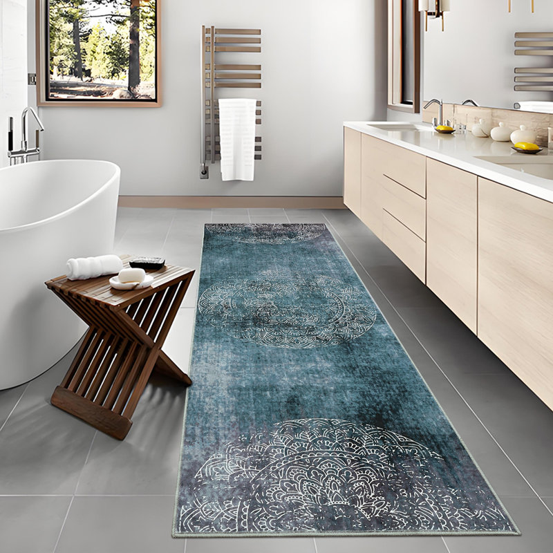 5x7 Machine Washable Rugs for Living Room Modern Abstract Rugs Distressed Ombre Rugs with Rubber Backing Soft Stain Resistant Thin Rugs for Bedroom
