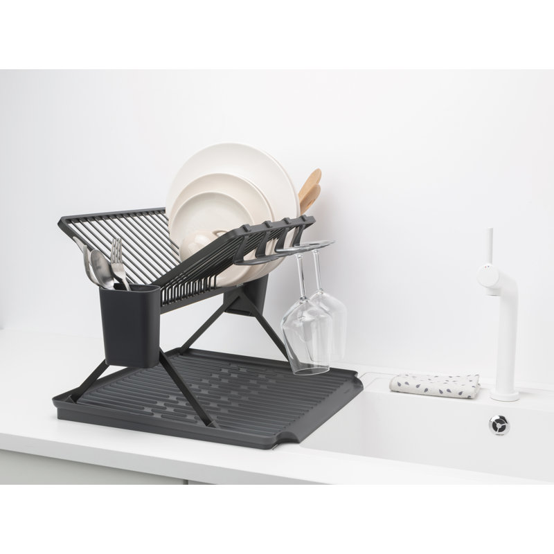 Brabantia Sinkside Large Foldable Aluminium Dish Drying Rack, Dark Gray