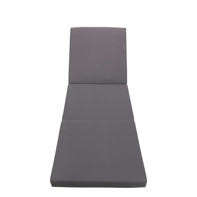 Three Folds Chaise Lounge Cushion Only, Gray Polyester