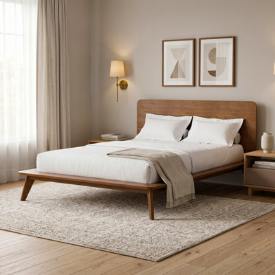 Nevio Mid-Century Modern Wood Platform Bed