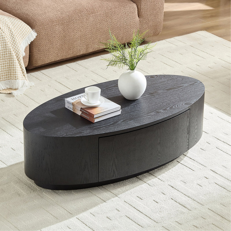 Table basse ovale de luxe moderne, pièce décorative élégante pour le salon, sans assemblage, Black