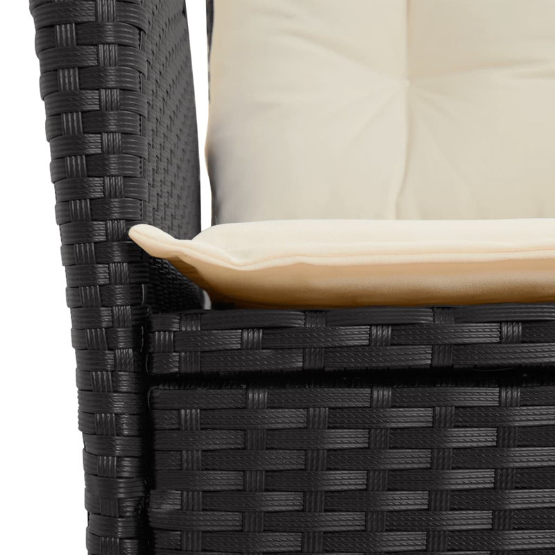 Red Barrel Studio® 2 chaises de patio inclinables avec coussins en poly rotin, Blanc, Noir