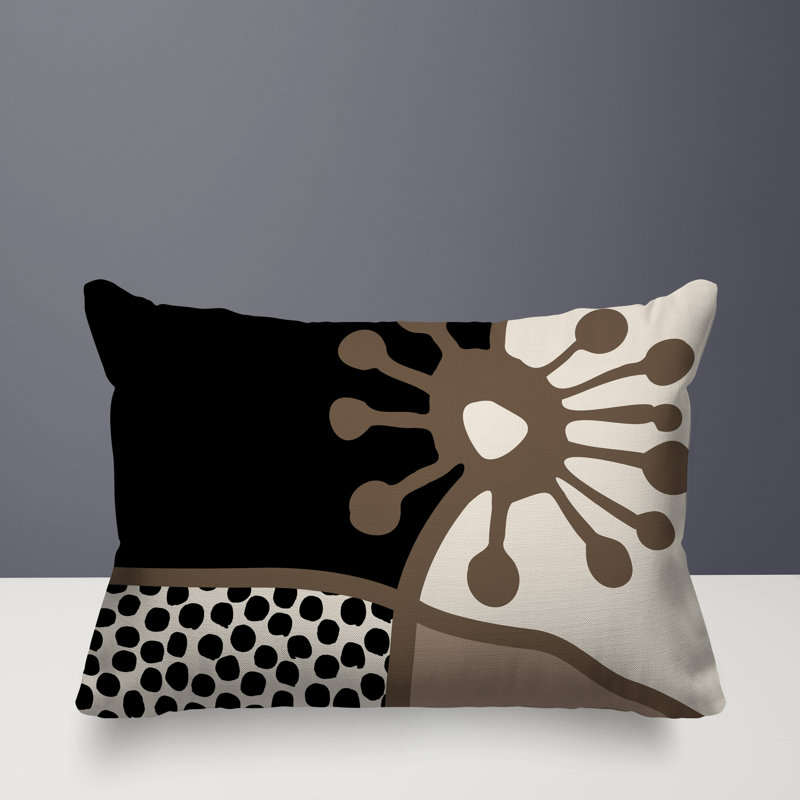 Coussin lombaire réversible intérieur / extérieur Jai Abstract, H 18 po x l 25 po, Noir, noir, noir, noir
