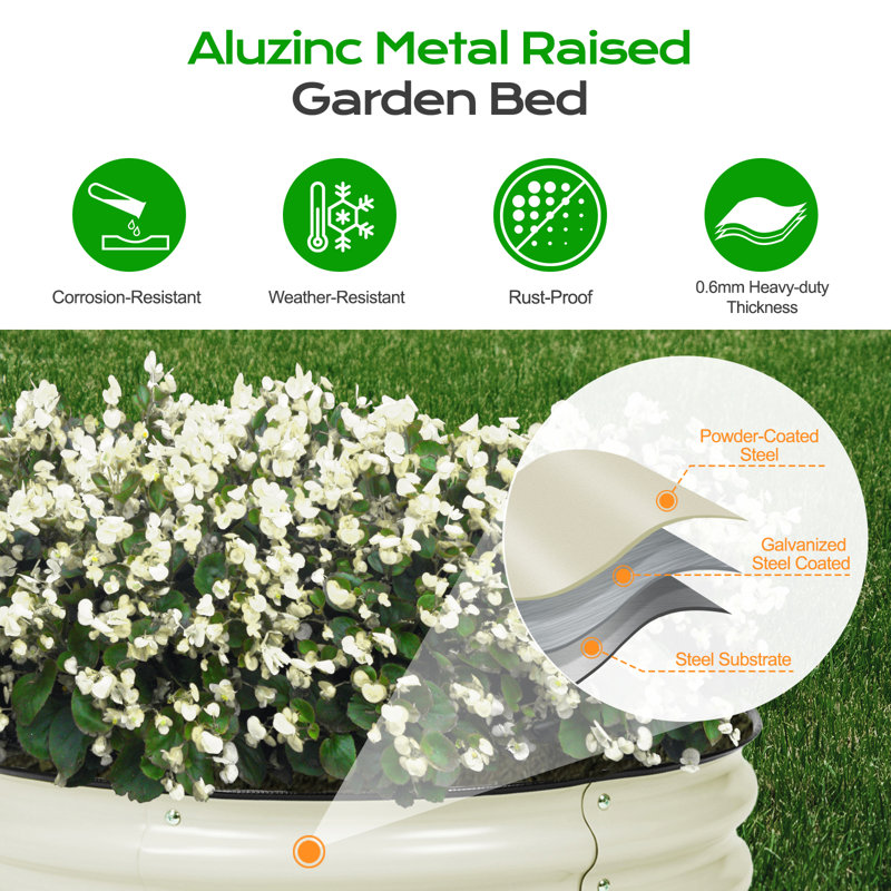 Annamae Metal Raised Garden Bed, Beige
