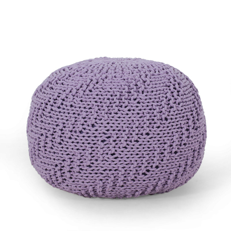 Pouf rond en coton Bordeaux, lavande, Polyester lavande
