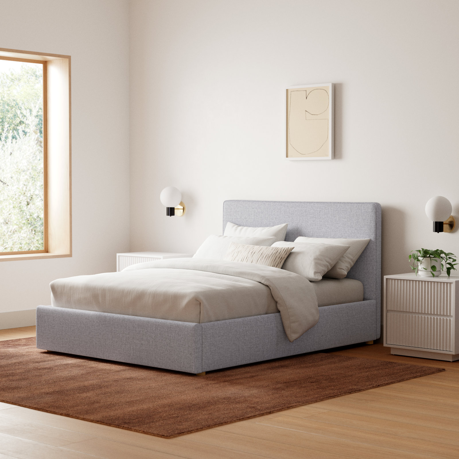 Barclay Linen Upholstered Storage Bed, Queen